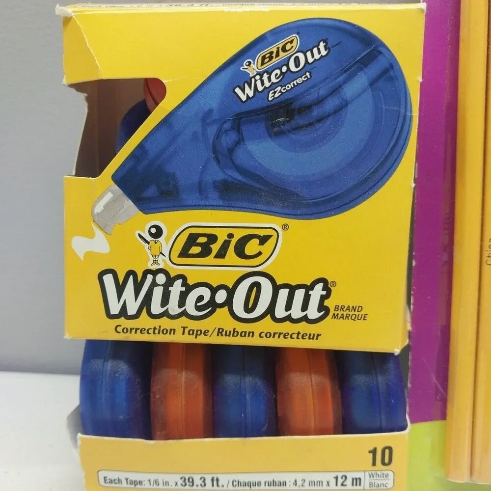 BIC Wite Out EZ Correct Correction Tape Lot Of 8 + 10 Pack Penway No 2 Pencils